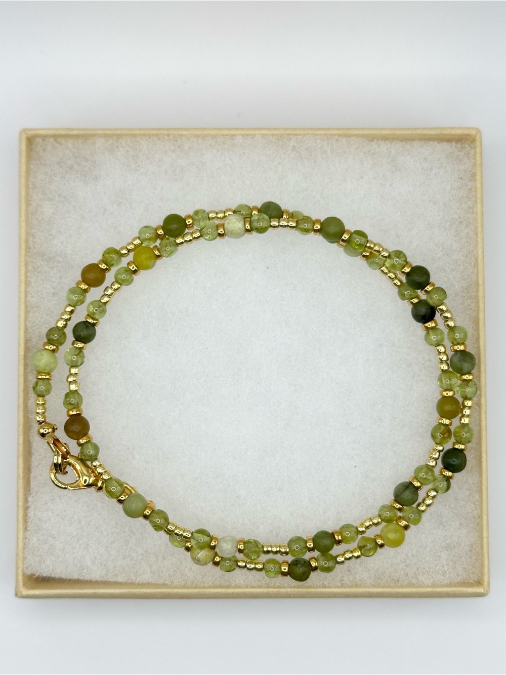 Handmade Jade and Peridot Gemstone Necklace